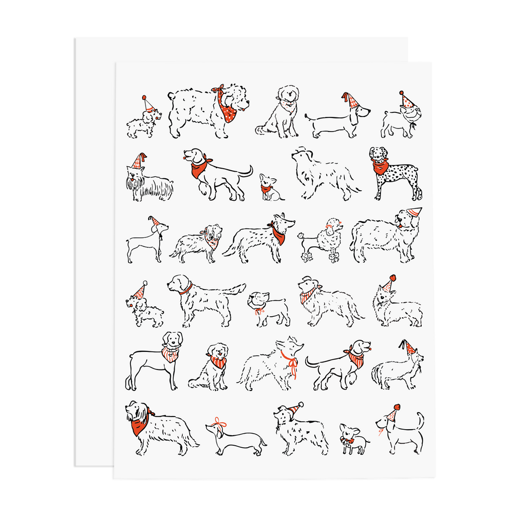 Dogs with Party Hats Greeting Card