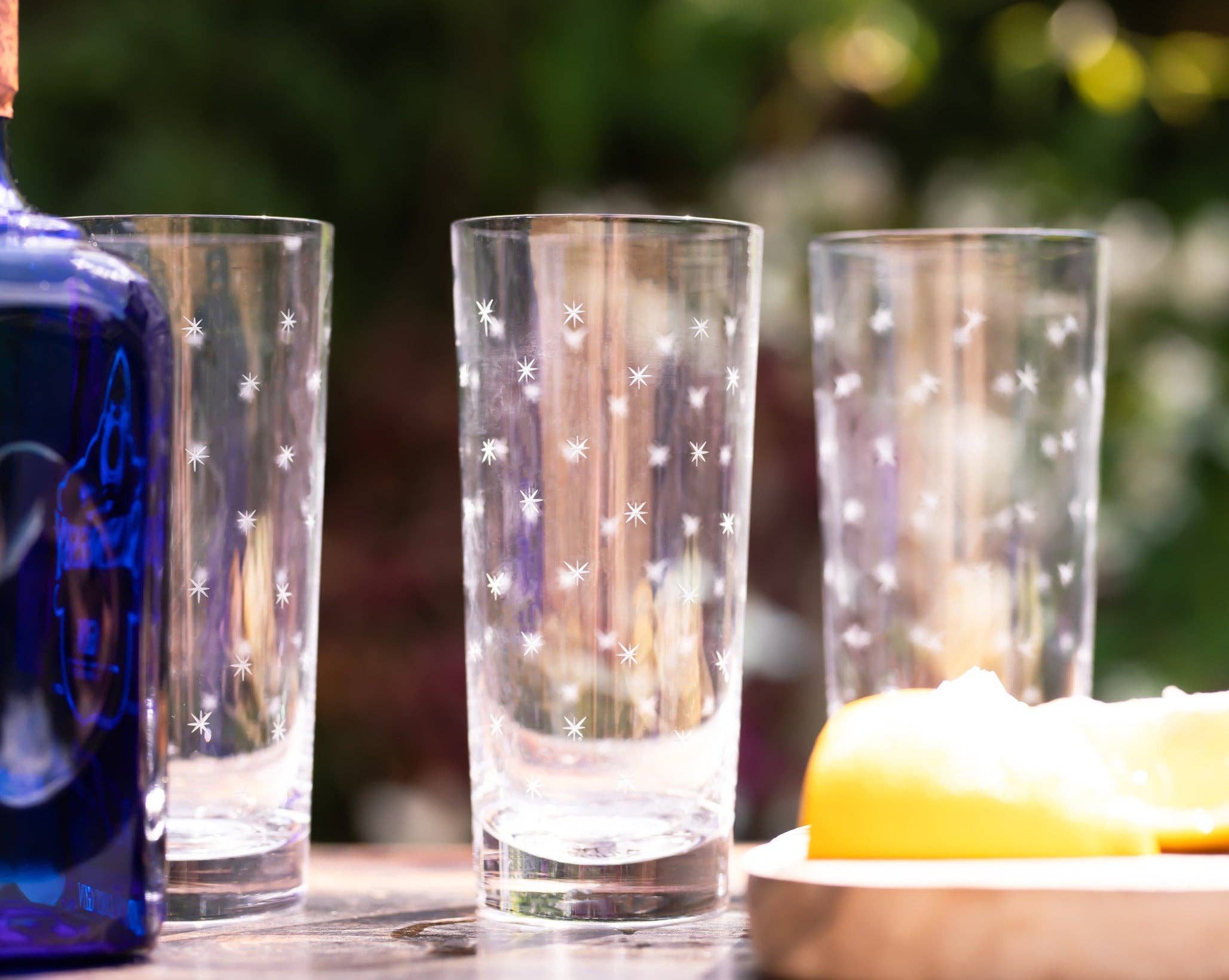 A Set Of Two Crystal Highballs with Stars Design