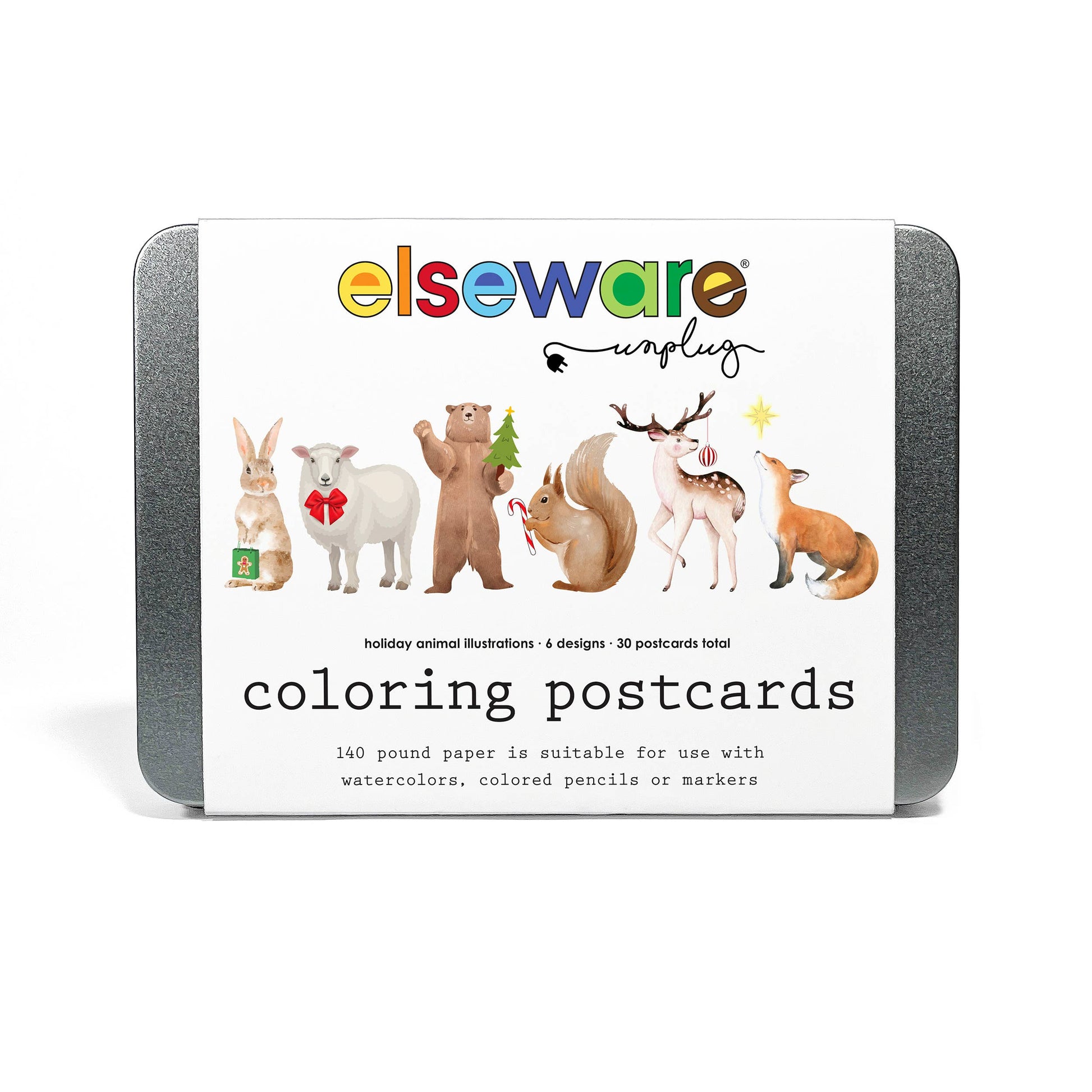 Coloring Postcards — 6 Winter Animal Designs | Set of 30