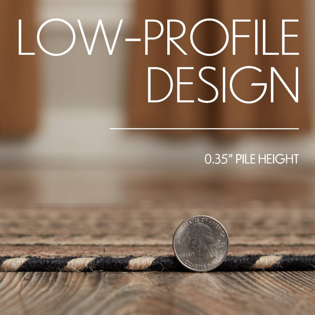 Low-profile design with a coin for scale on a textured surface