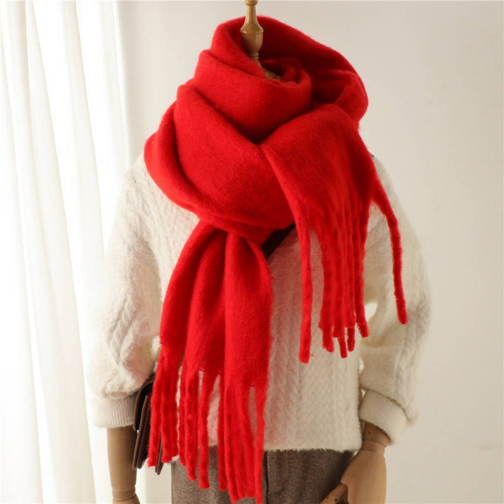 Camel Mohair Tassel Scarf for Winter(OS)