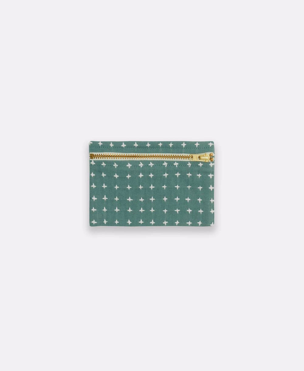 Navy Cross-Stitch Coin Purse