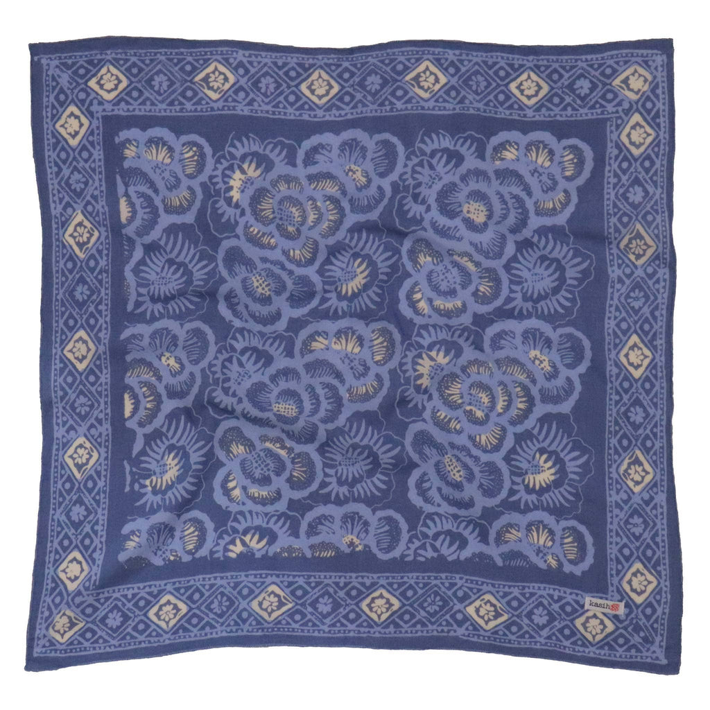 Batik Bandana – Blue Roses | Parang Kawung Pattern