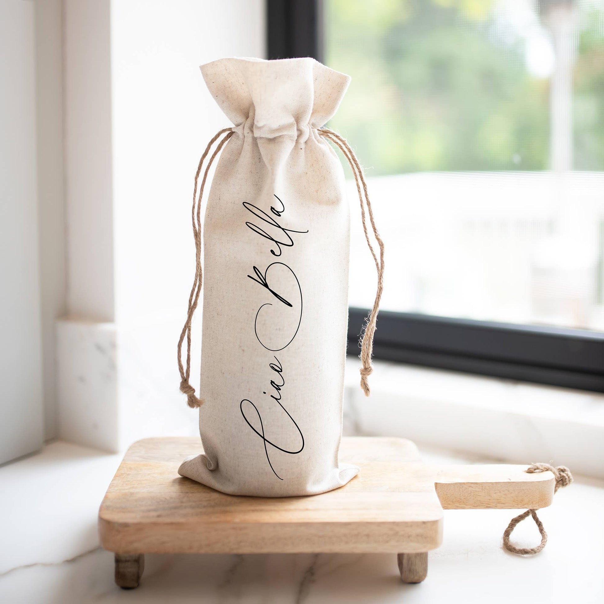 Ciao Bella Wine Bag: Natural Cotton/Linen