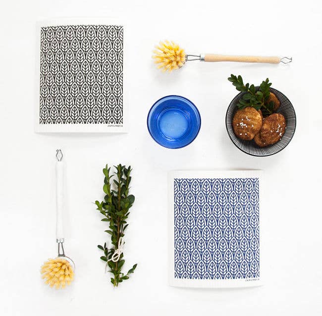 Swedish Dishcloth - Leaves - Blue: Blue