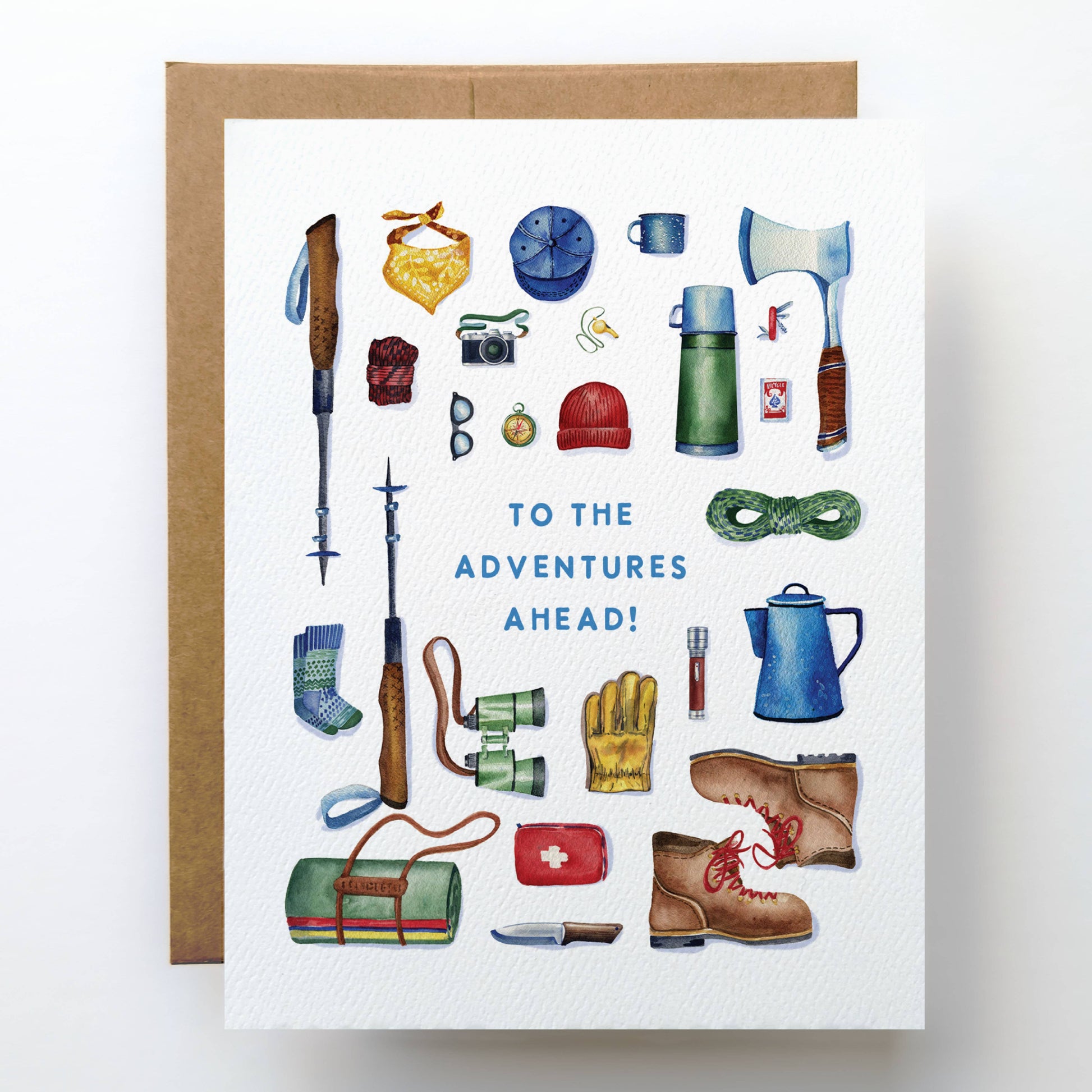 Adventure Birthday Card | Camping Hiking Gear Design: Single Card