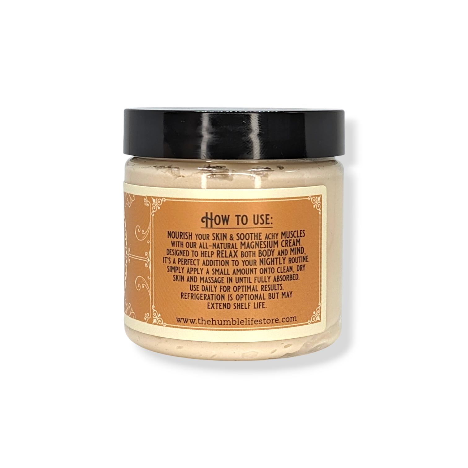 Jar of cream with a label on a white background