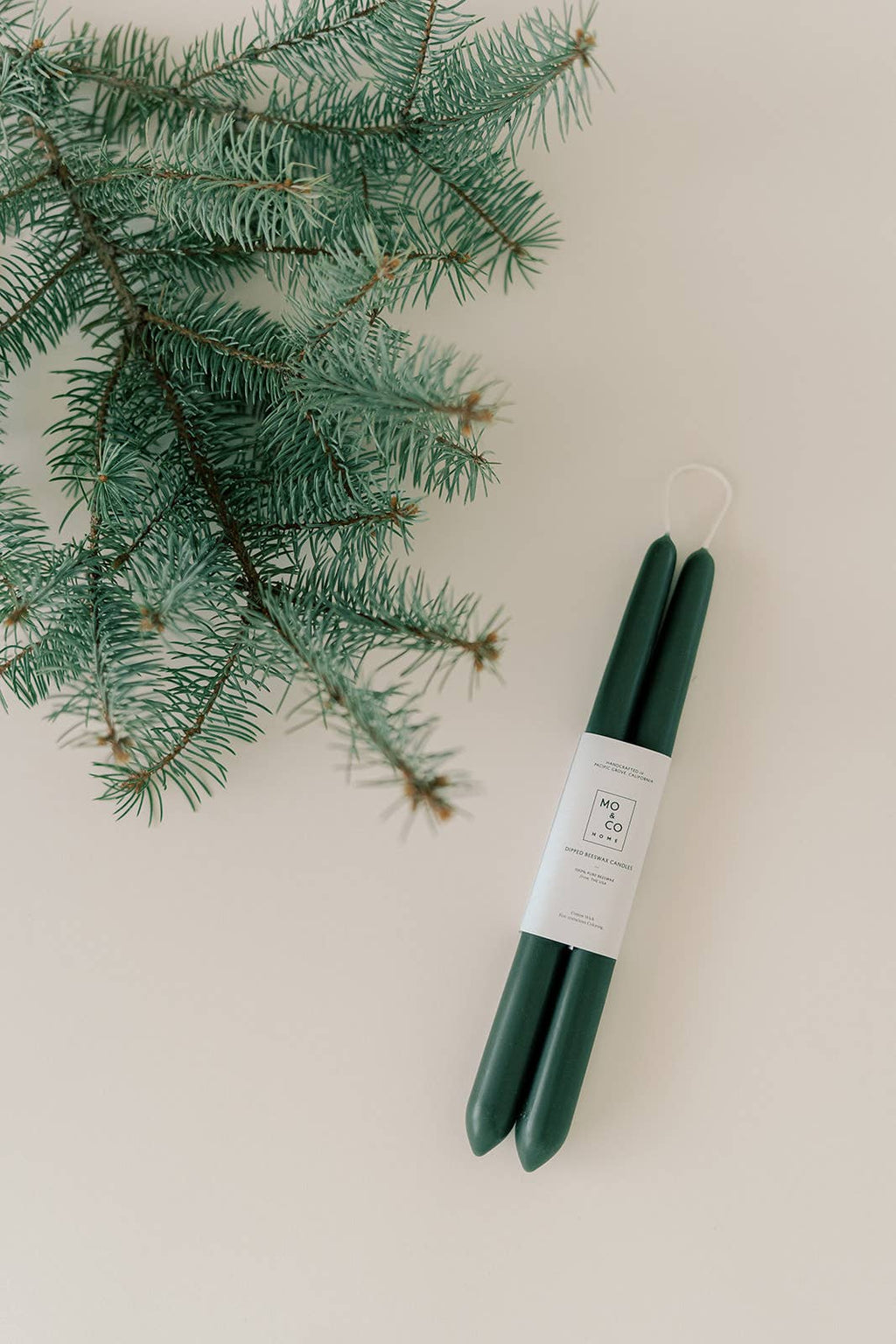 Forest Green | Dipped Beeswax Taper Candles – 10” | Pair