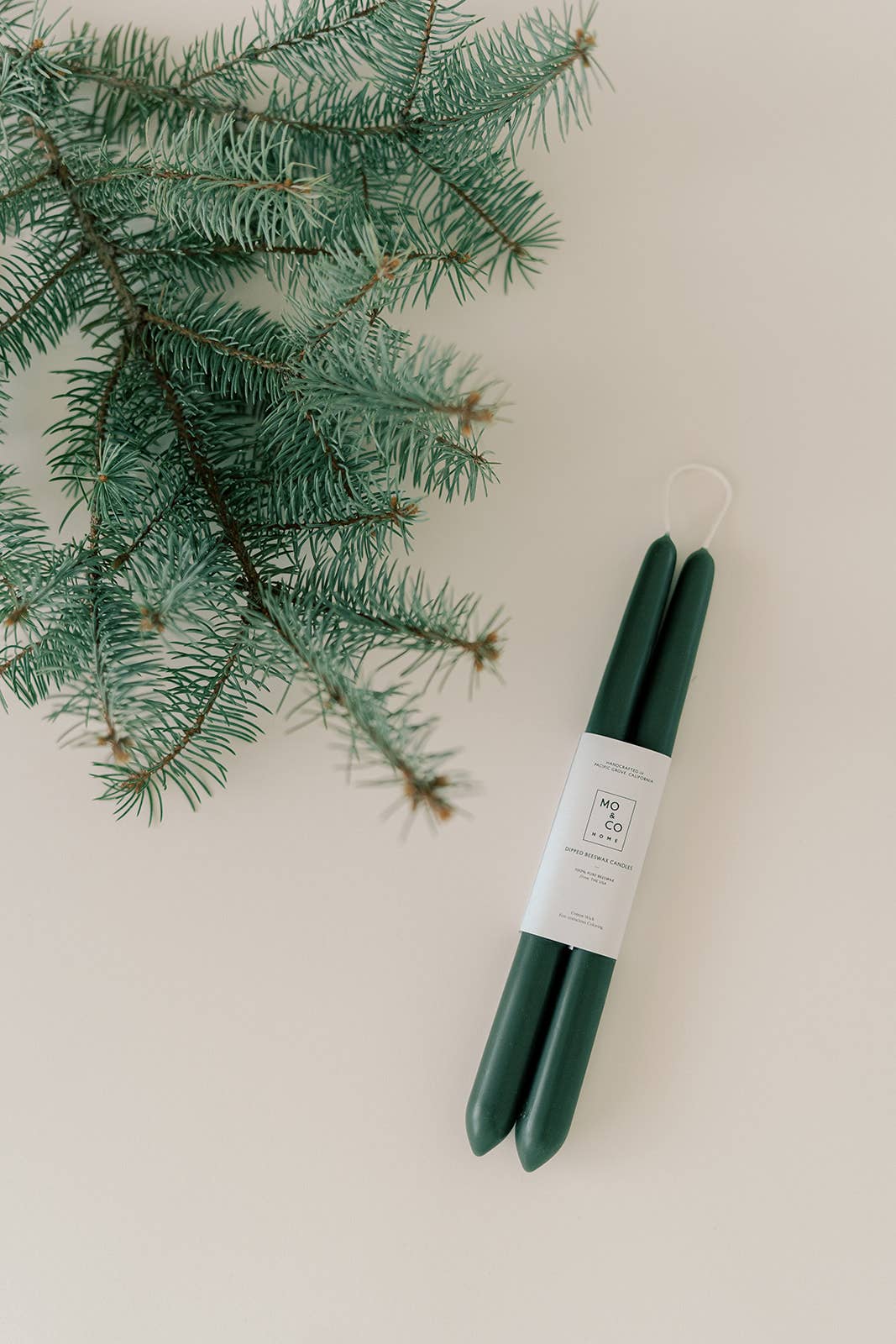 Forest Green | Dipped Beeswax Taper Candles – 10” | Pair