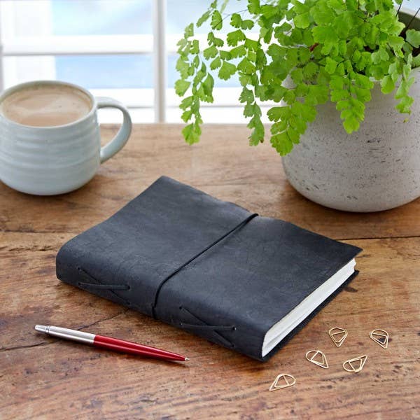 Large Buffalo Leather Elastic Tie Journal Notebook