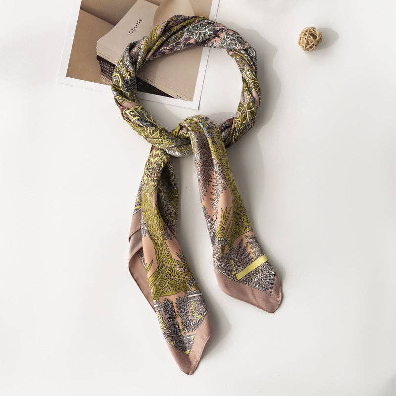 Botanical Floral Square Scarf: WHITE / 90*90CM