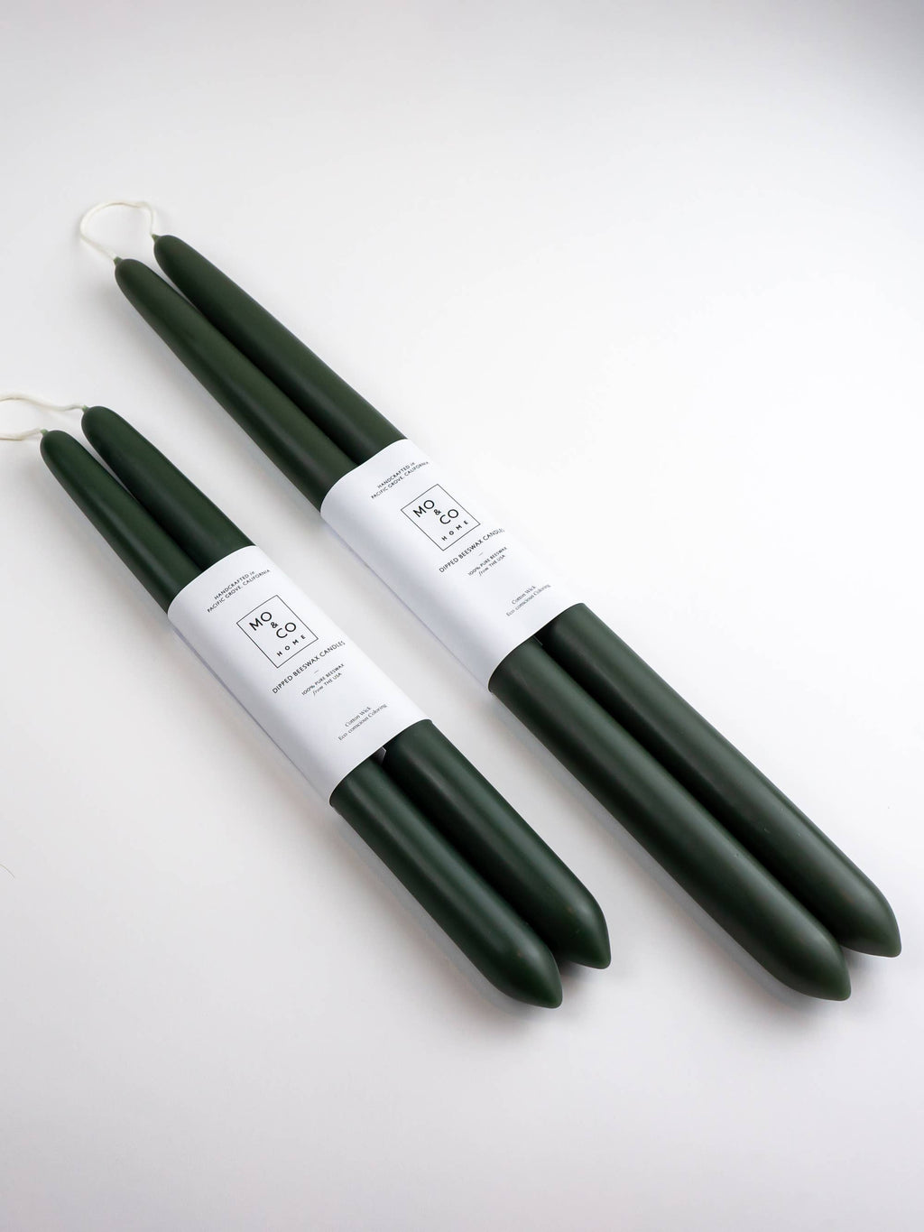 Forest Green | Dipped Beeswax Taper Candles – 10” | Pair