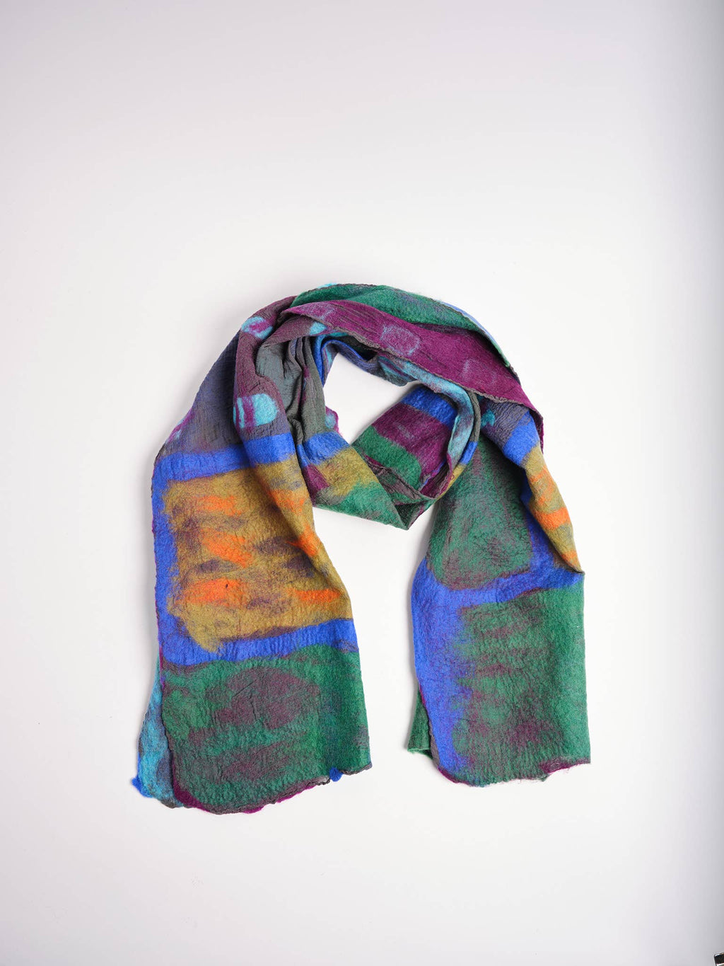 Impressionist felt-silk: Green scarf
