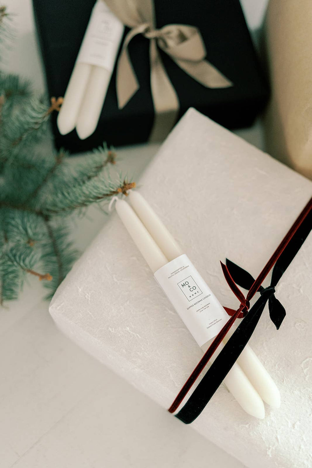 Natural White | Dipped Beeswax Taper Candles – 10” | Pair