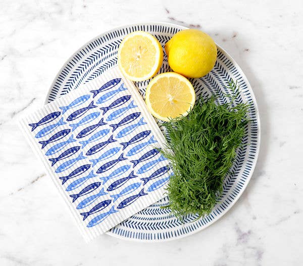 Swedish Dishcloth - Sardines - Blue: Blue
