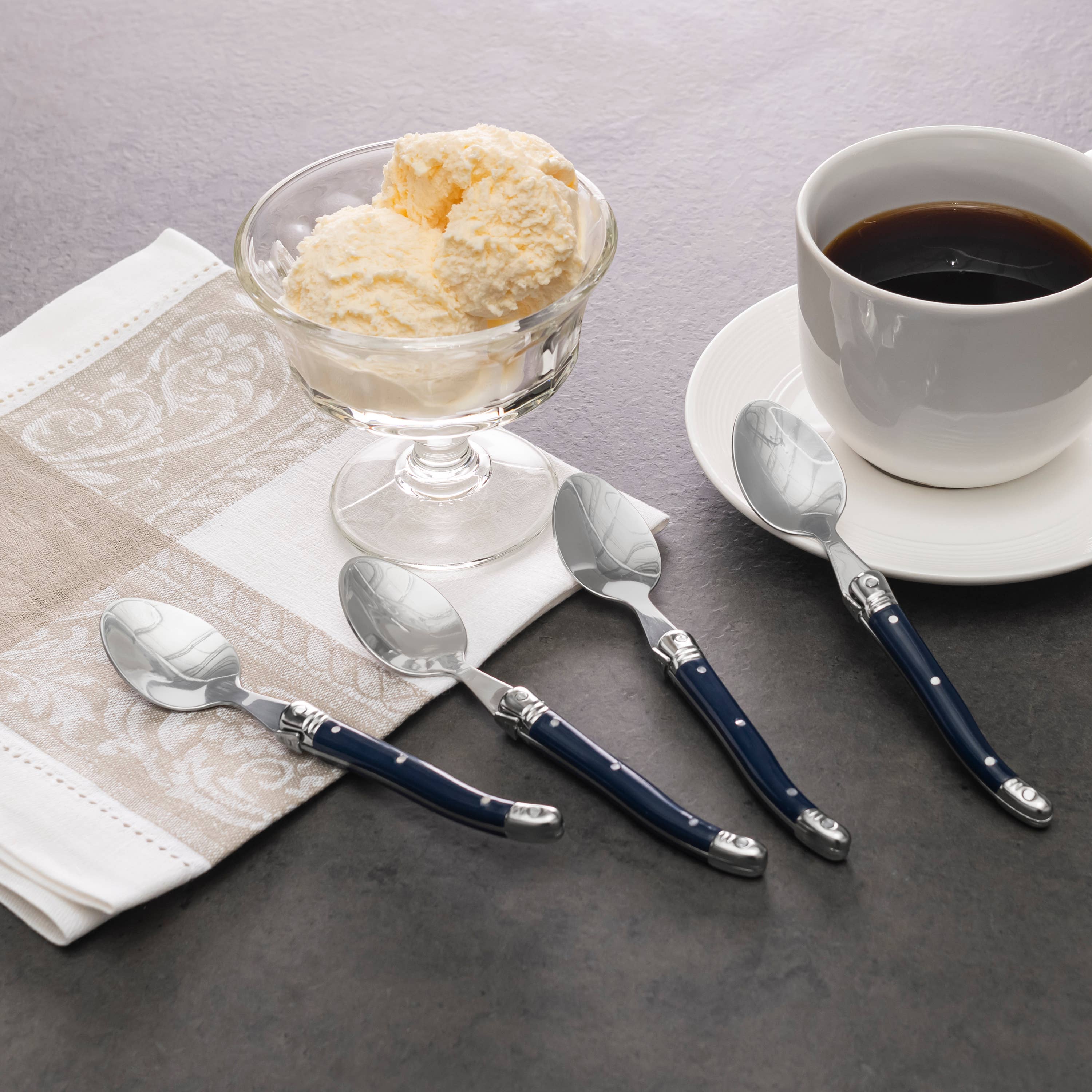 Laguiole Coffee Spoons, Set of 4, Navy