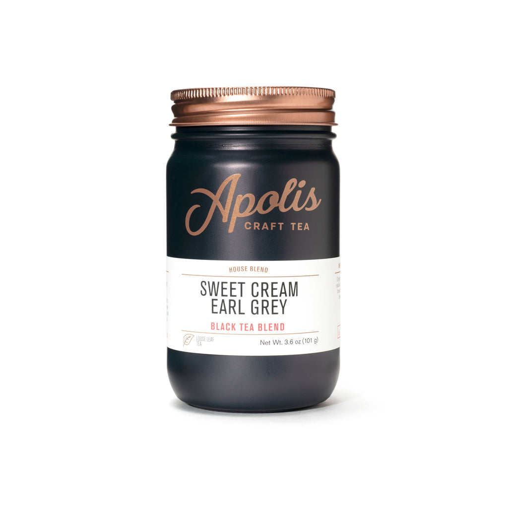 Apolis Sweet Cream Earl Grey tea jar on a white background