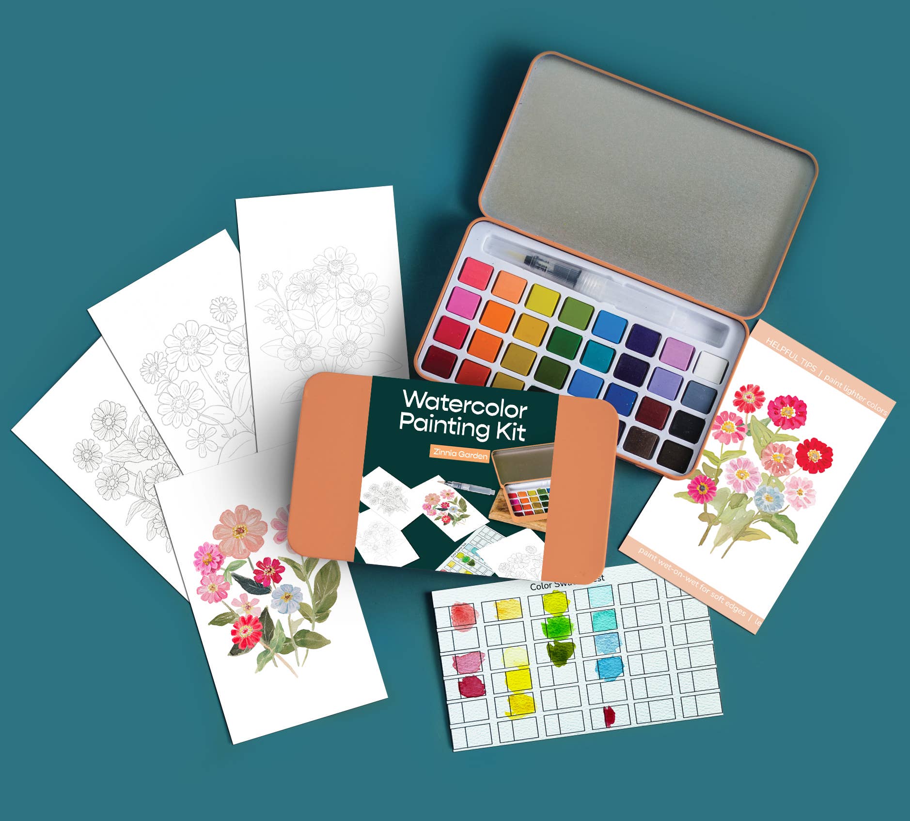 Zinnia Garden – Watercolor Painting Kit