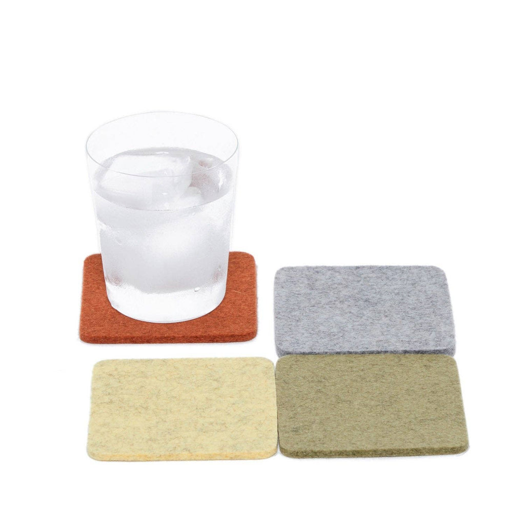 Bierfilzl Merino Wool Square Coasters – Ikebana | Set of 4