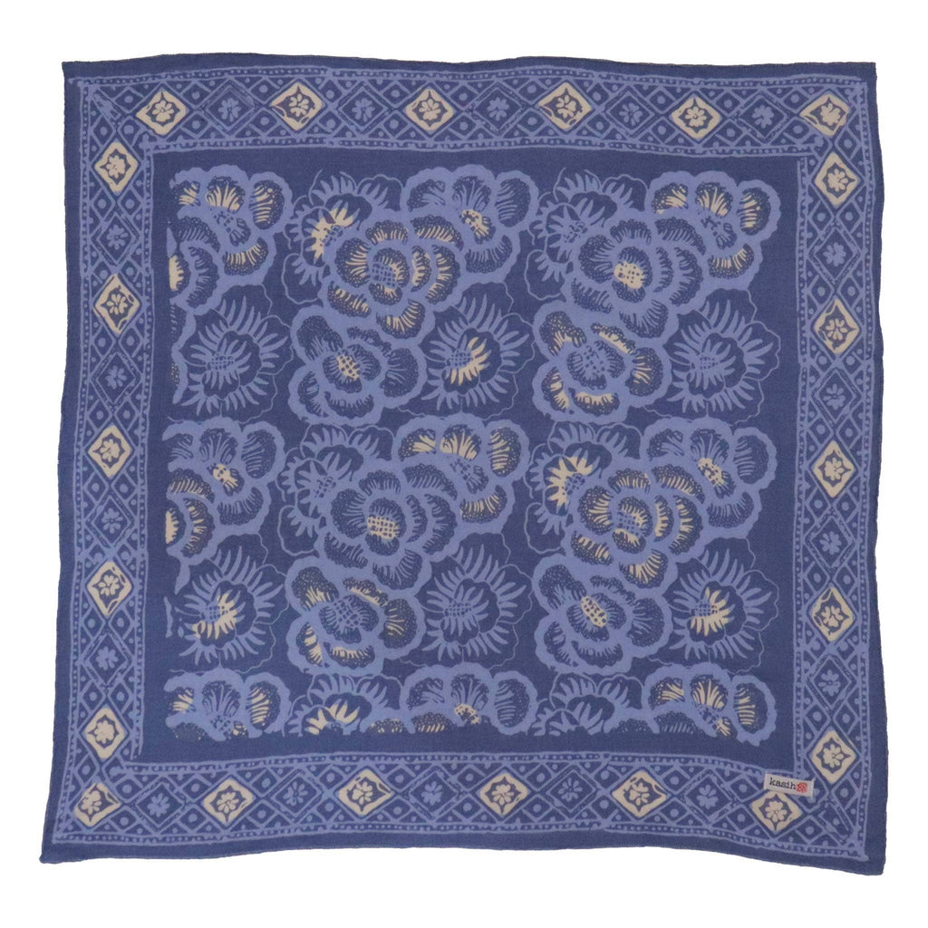 Batik Bandana – Blue Roses | Parang Kawung Pattern
