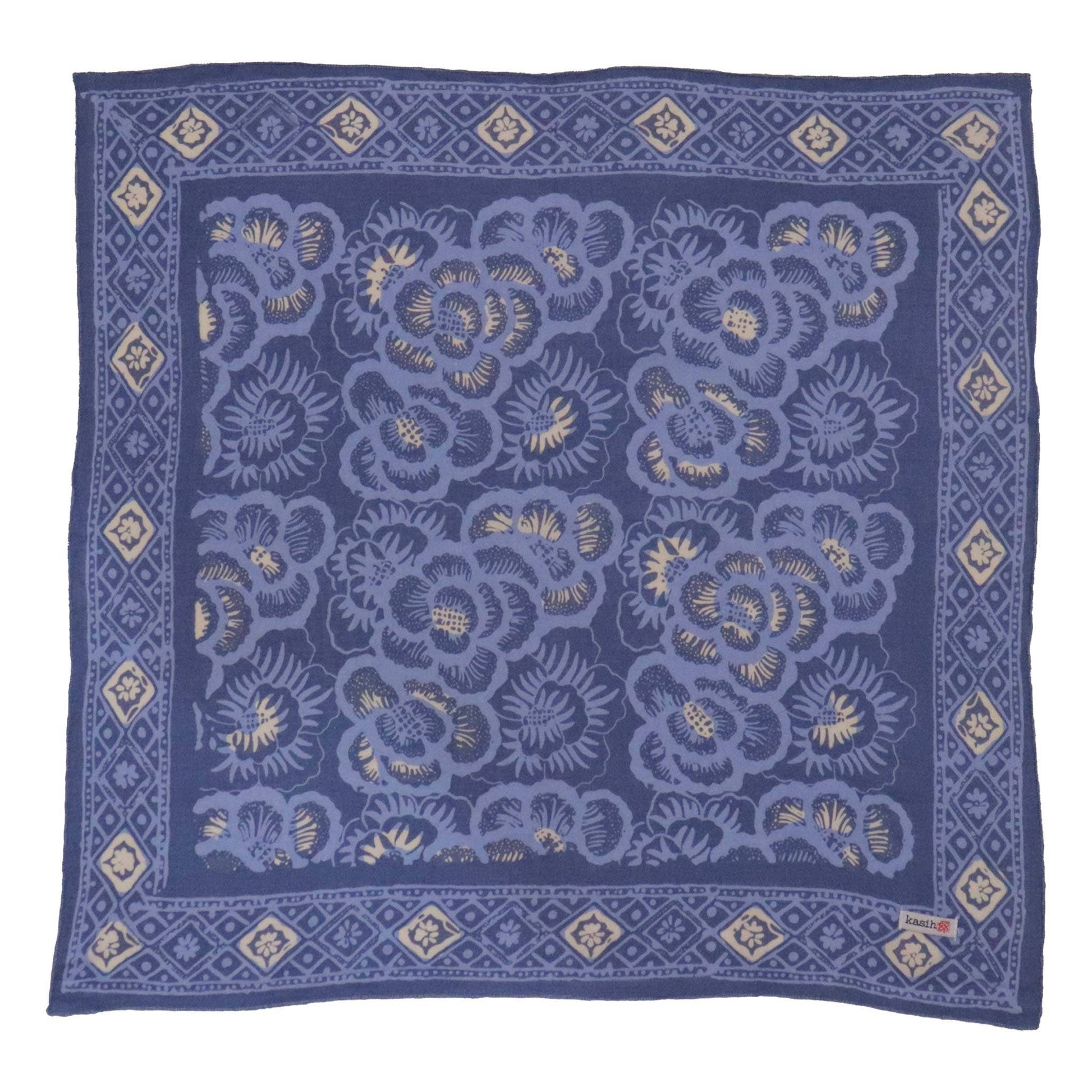 Batik Bandana – Blue Roses | Parang Kawung Pattern
