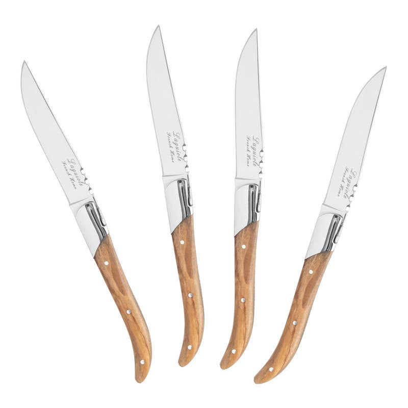 Laguiole Connoisseur Steak Knives – Set of 4 | Olive Wood