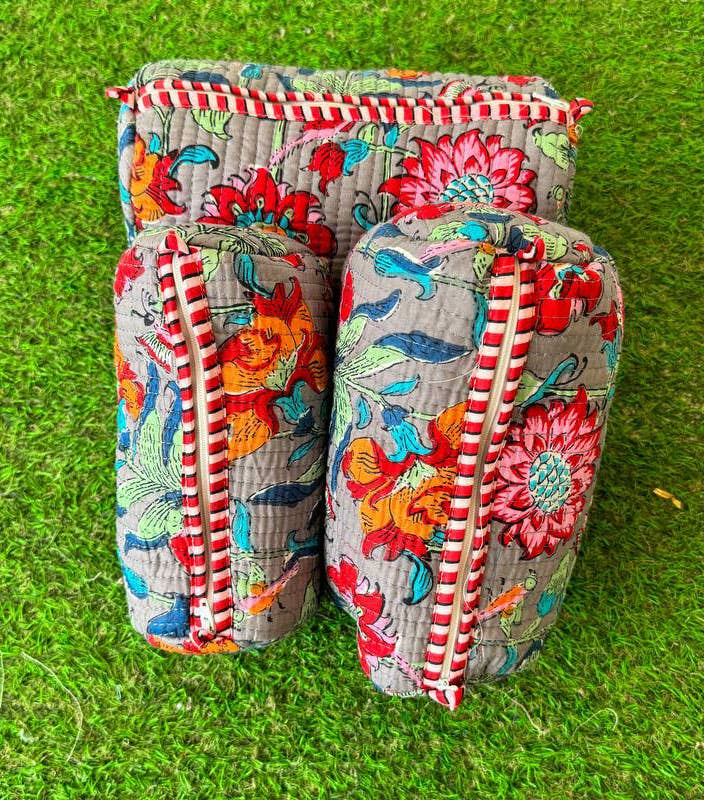 Small - Floral Printed Bag Quilted Cotton Bag