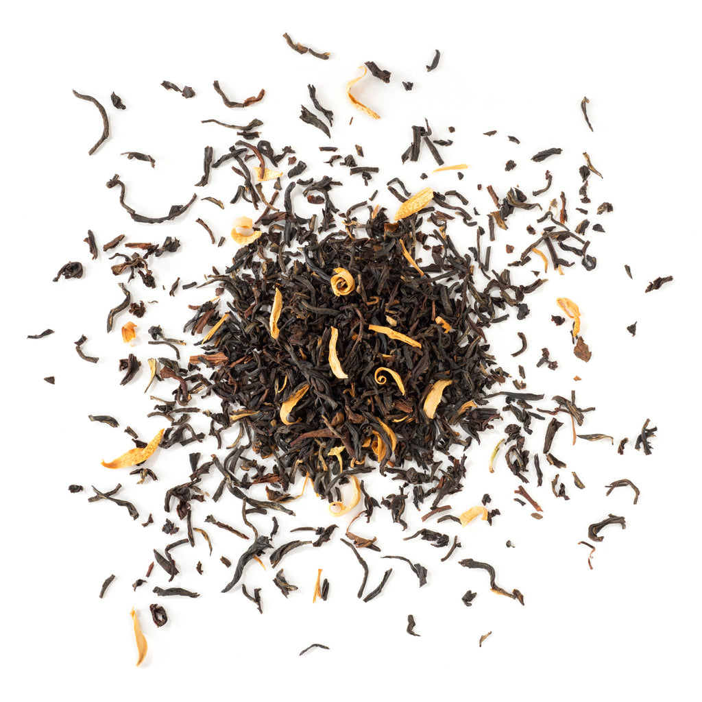Tea leaves on a white background