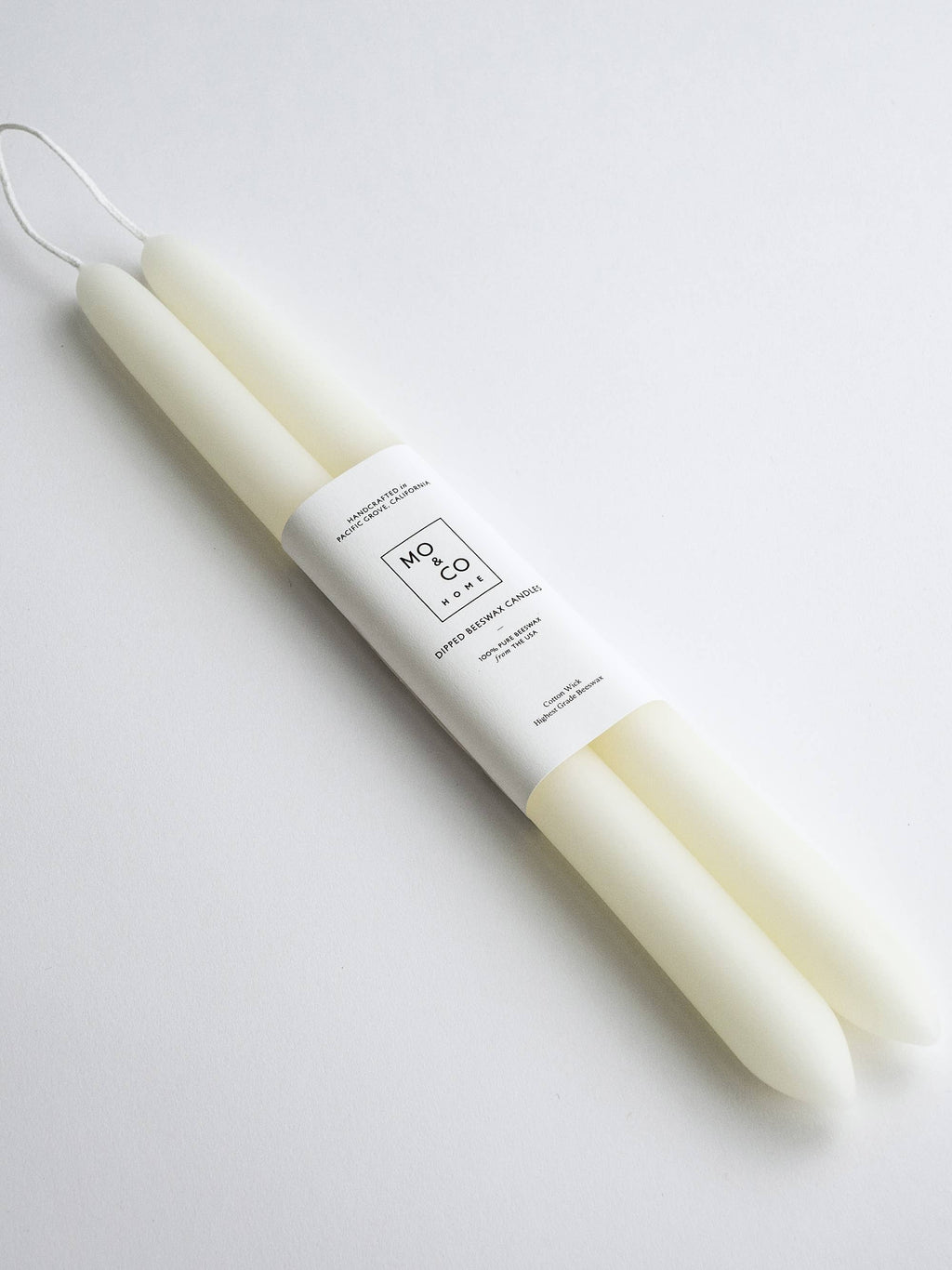 Natural White | Dipped Beeswax Taper Candles – 14” | Pair