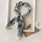 Botanical Floral Square Scarf: WHITE / 90*90CM