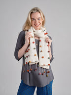 Sugar dot Wool/Silk Scarf. SF312 : White