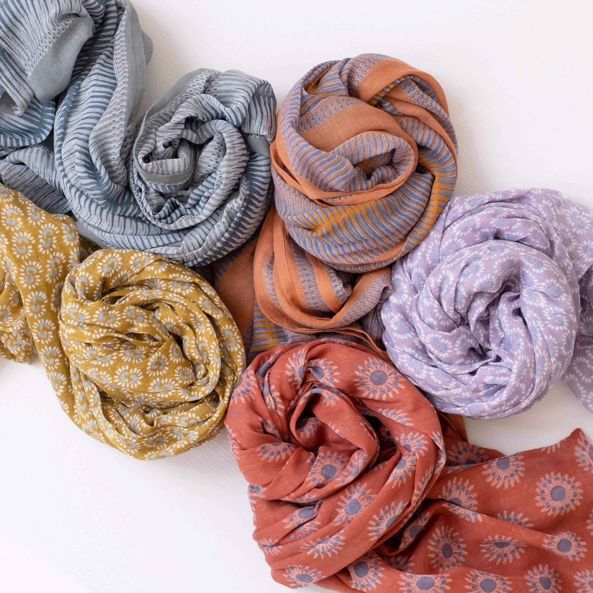 Marta Ochre Block Printed Scarf