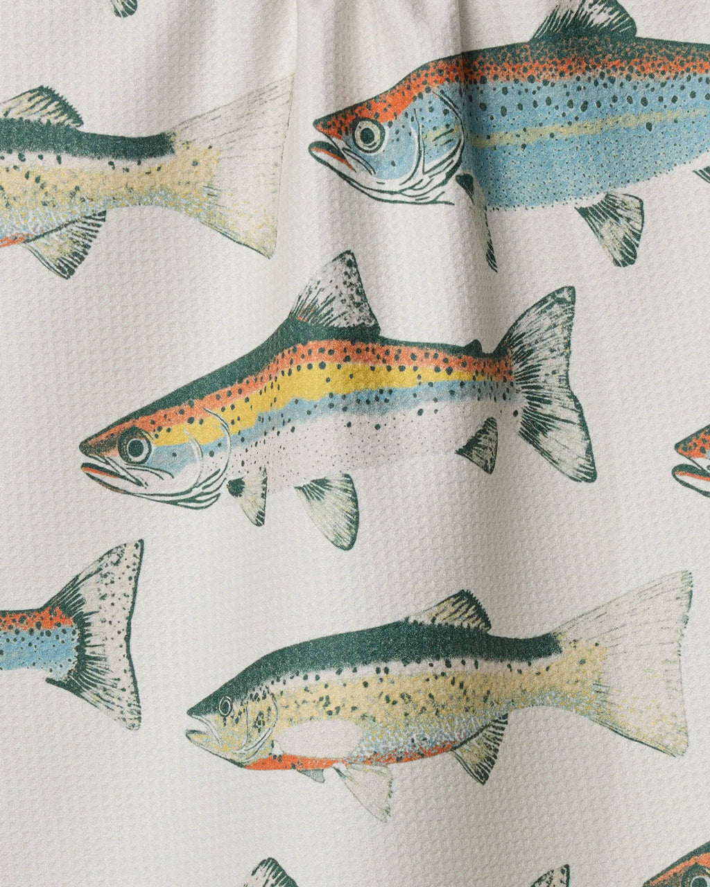 Pattern of fish on a fabric background