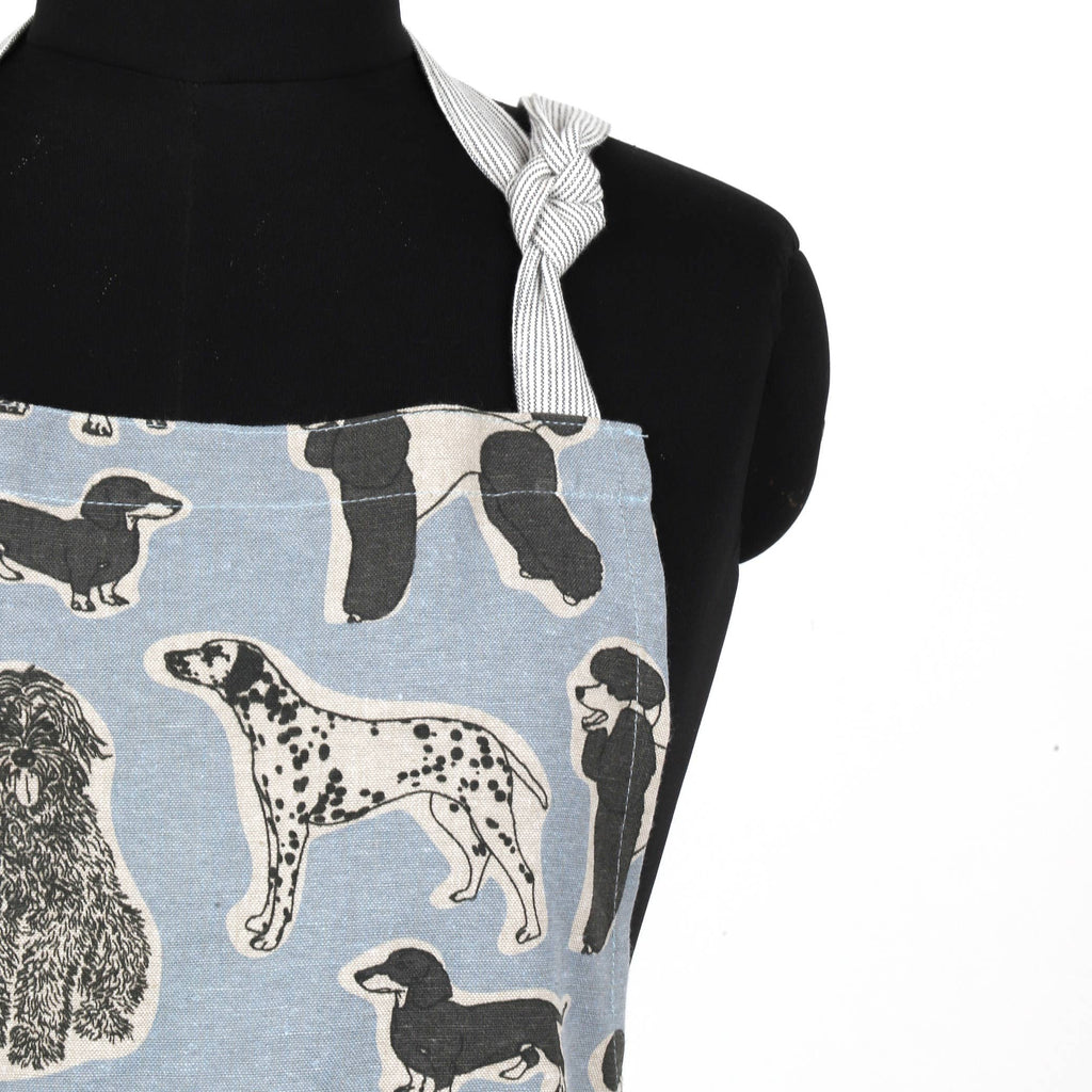Apron Dog Print Standard Tie style-Blue Haze