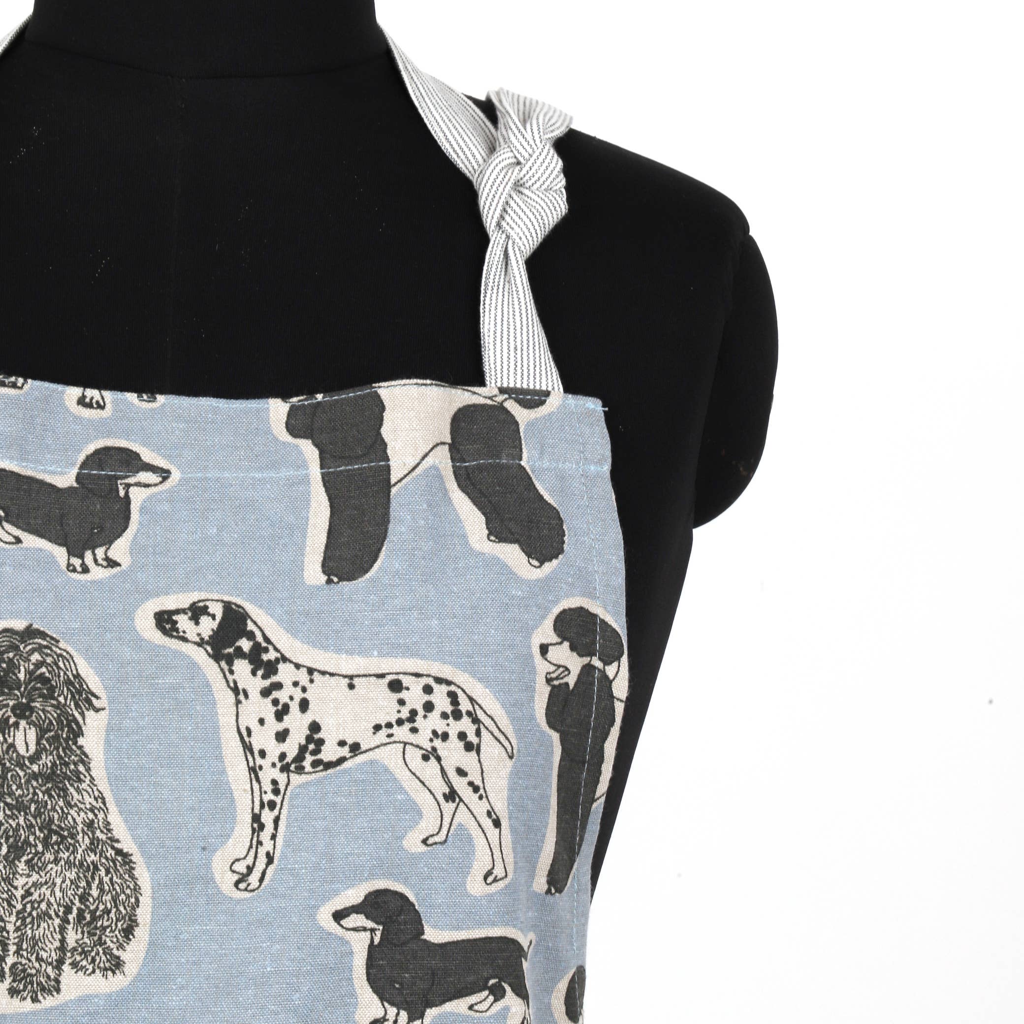 Apron Dog Print Standard Tie style-Blue Haze