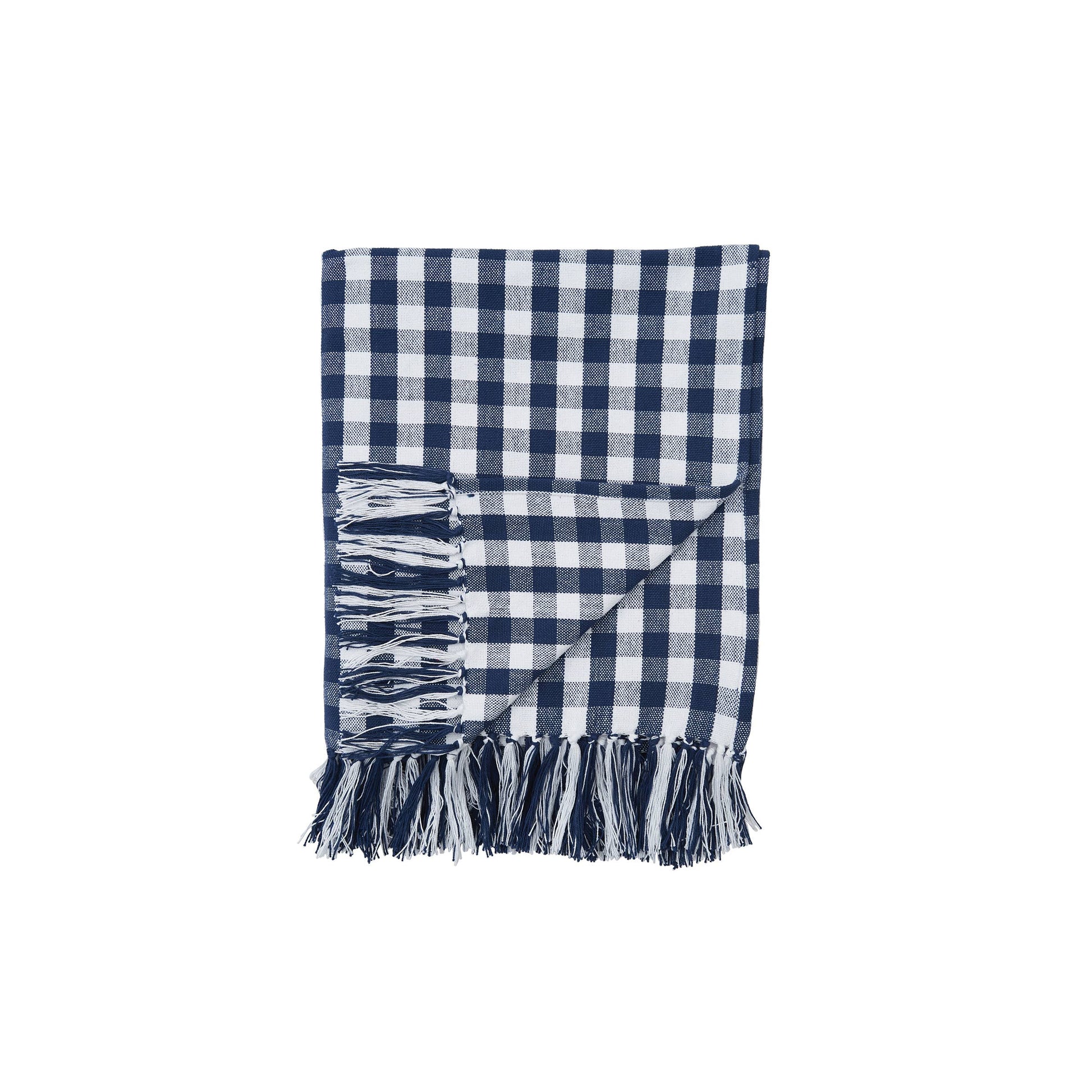 Ashford Indigo Blue Gingham Check Throw Blanket