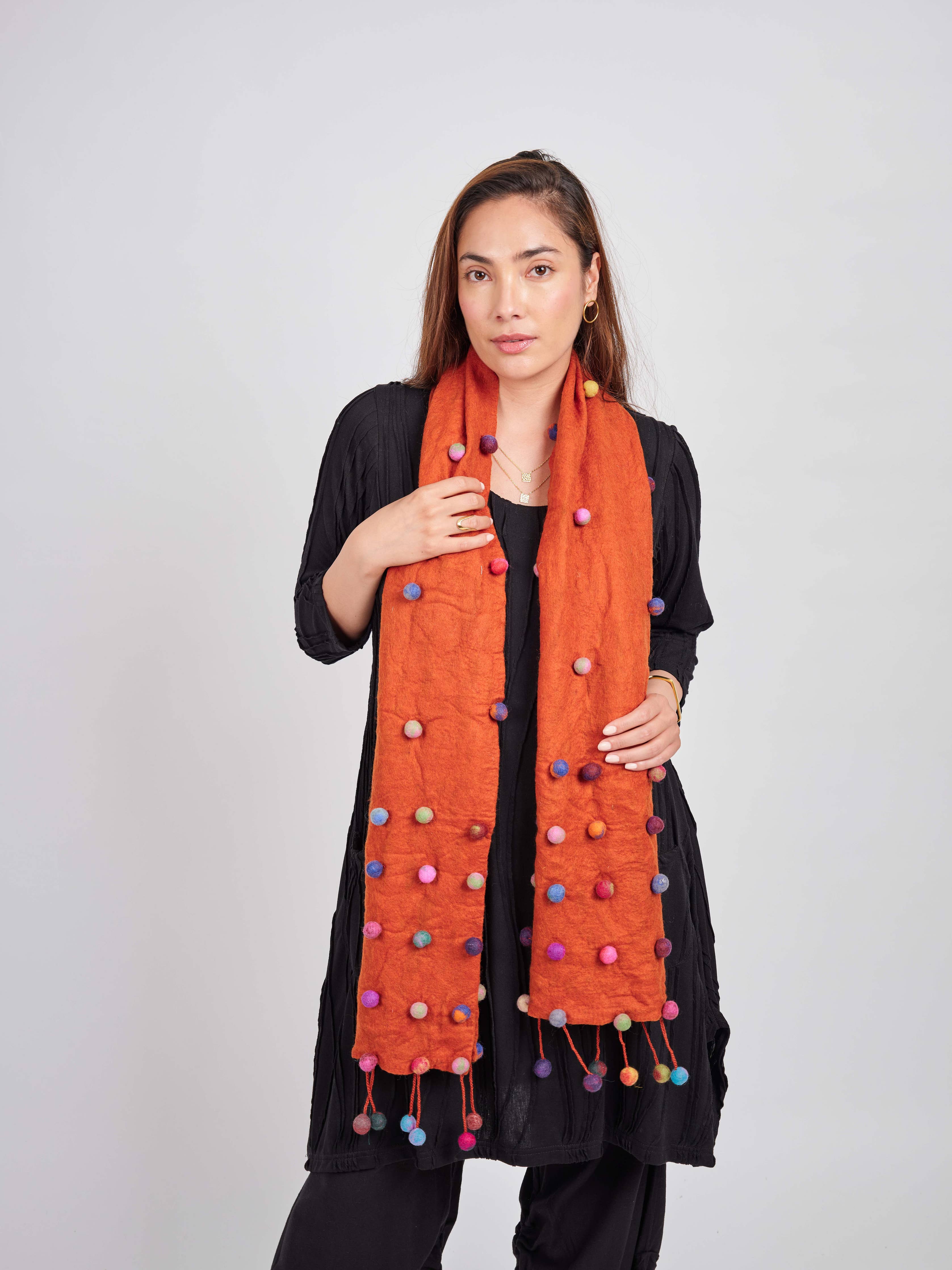 Sugar dot Wool/Silk Scarf. SF312 : White
