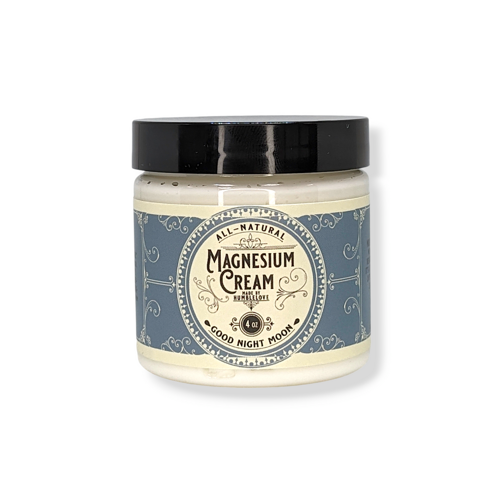 Jar of magnesium cream with lavender on a purple background