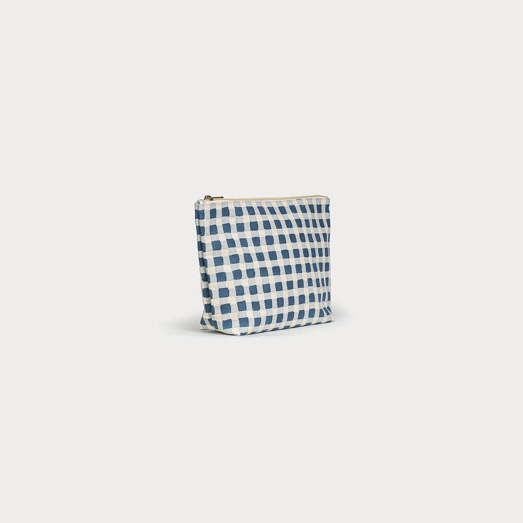 Indigo Gingham Large Waterproof Pouch