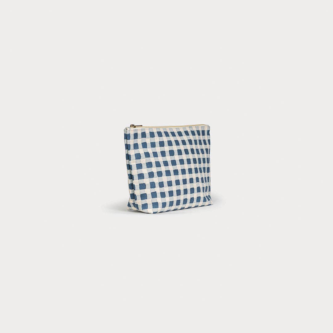 Indigo Gingham Large Waterproof Pouch