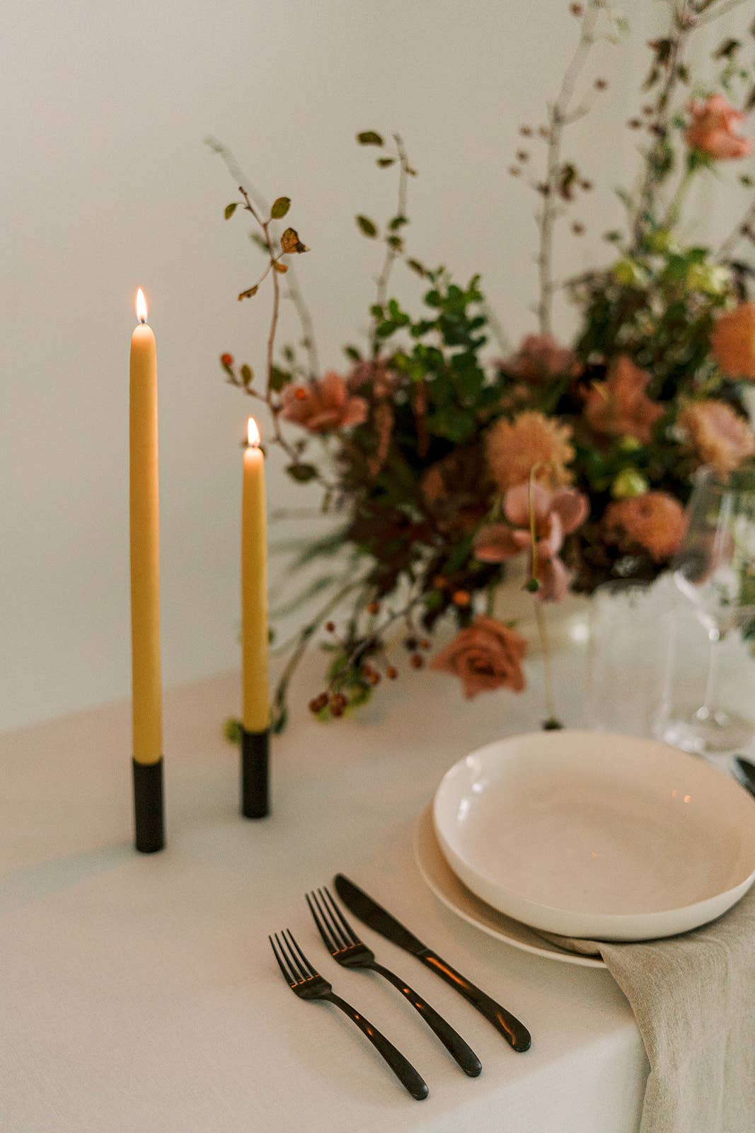 Natural Gold | Dipped Beeswax Taper Candles – 10” | Pair