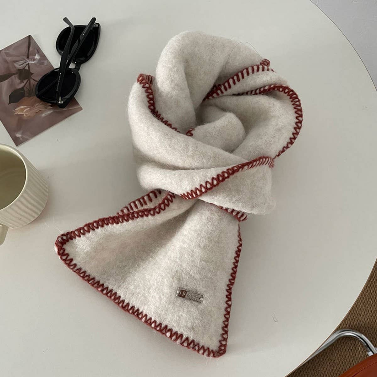 Green Chic Colorblock Trim Scarf – (OS)