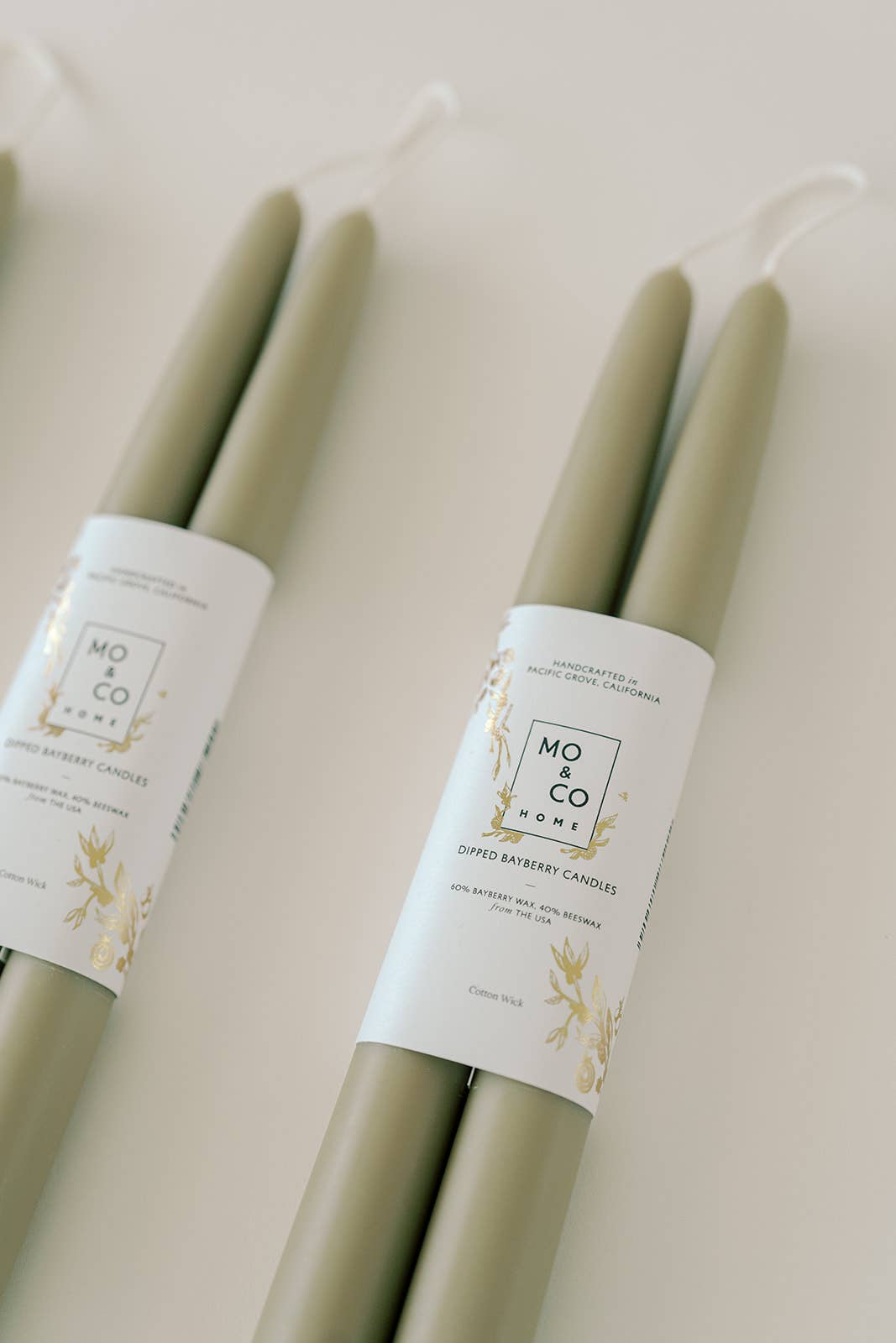 Bayberry | Dipped Beeswax Taper Candles – 10” | Pair