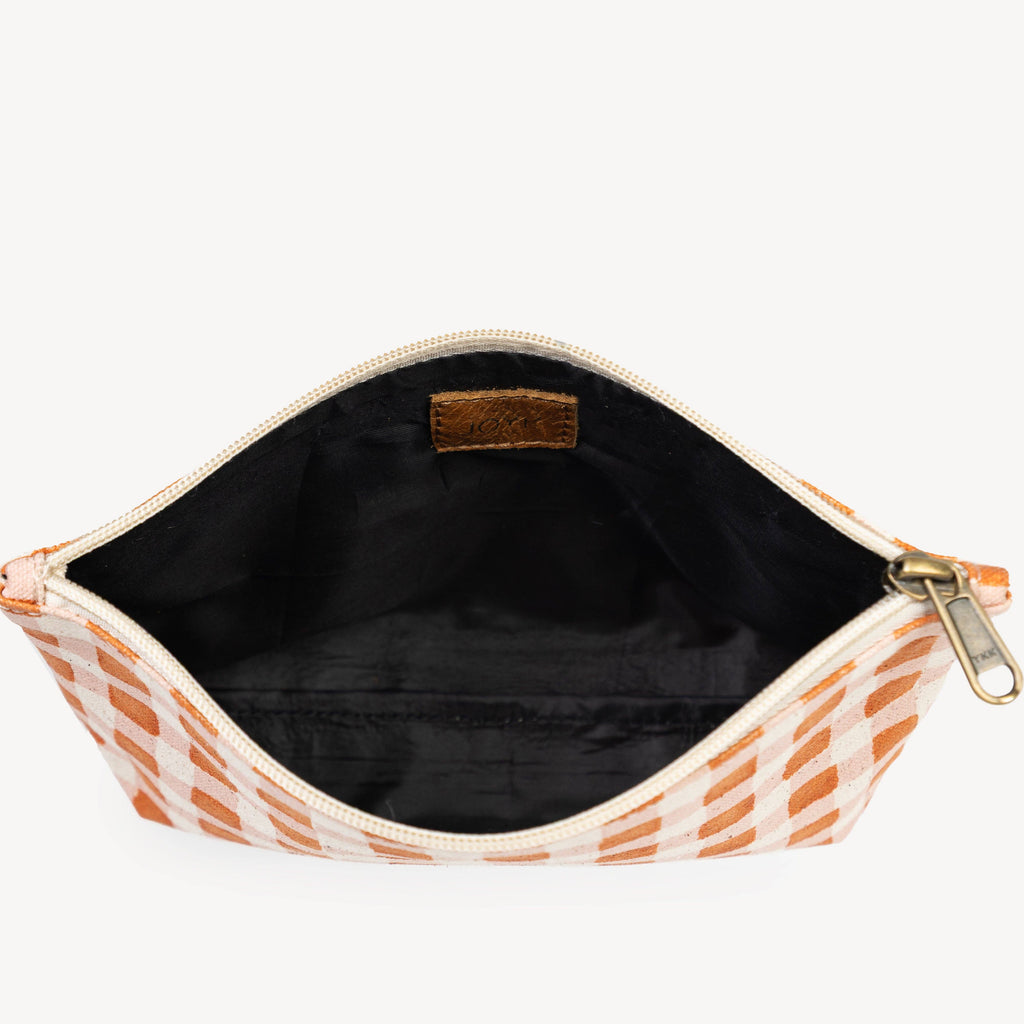 Harvest Gold Gingham Small Waterproof Pouch