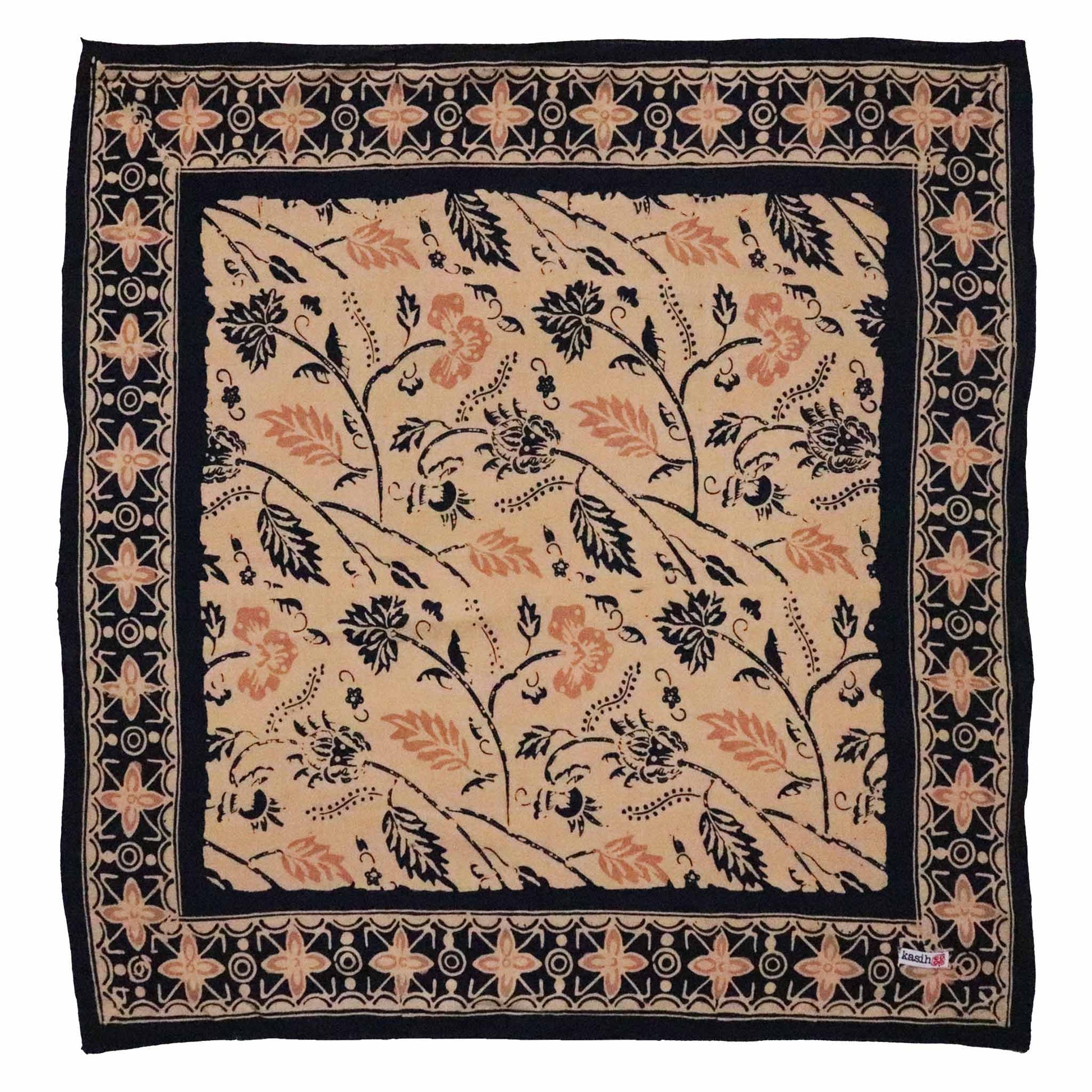 Batik Bandana Woven Meadow, Cream Blue, 100% Cotton, Hand Dyed Hair Cover Scarf
