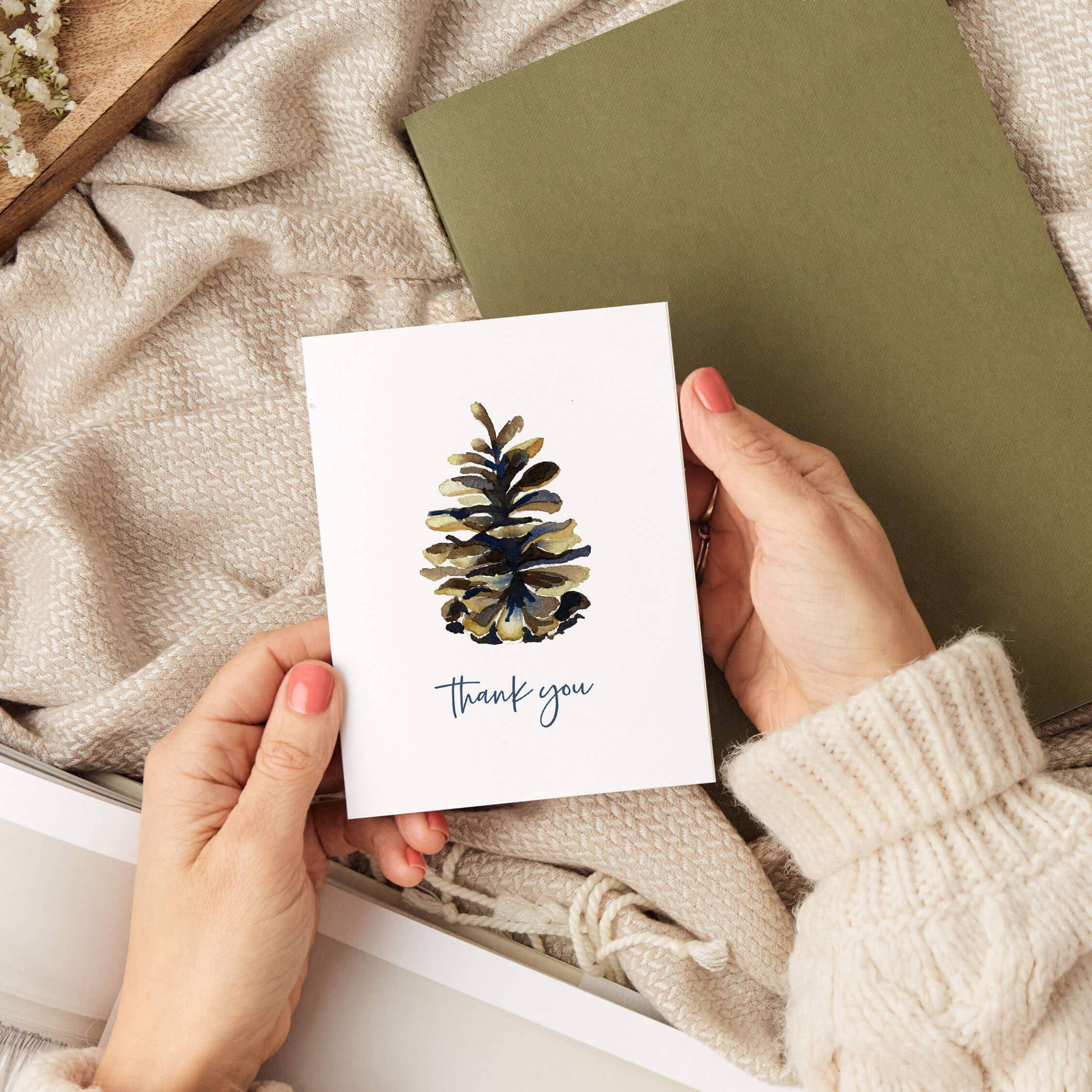 Pinecone Thank You Card