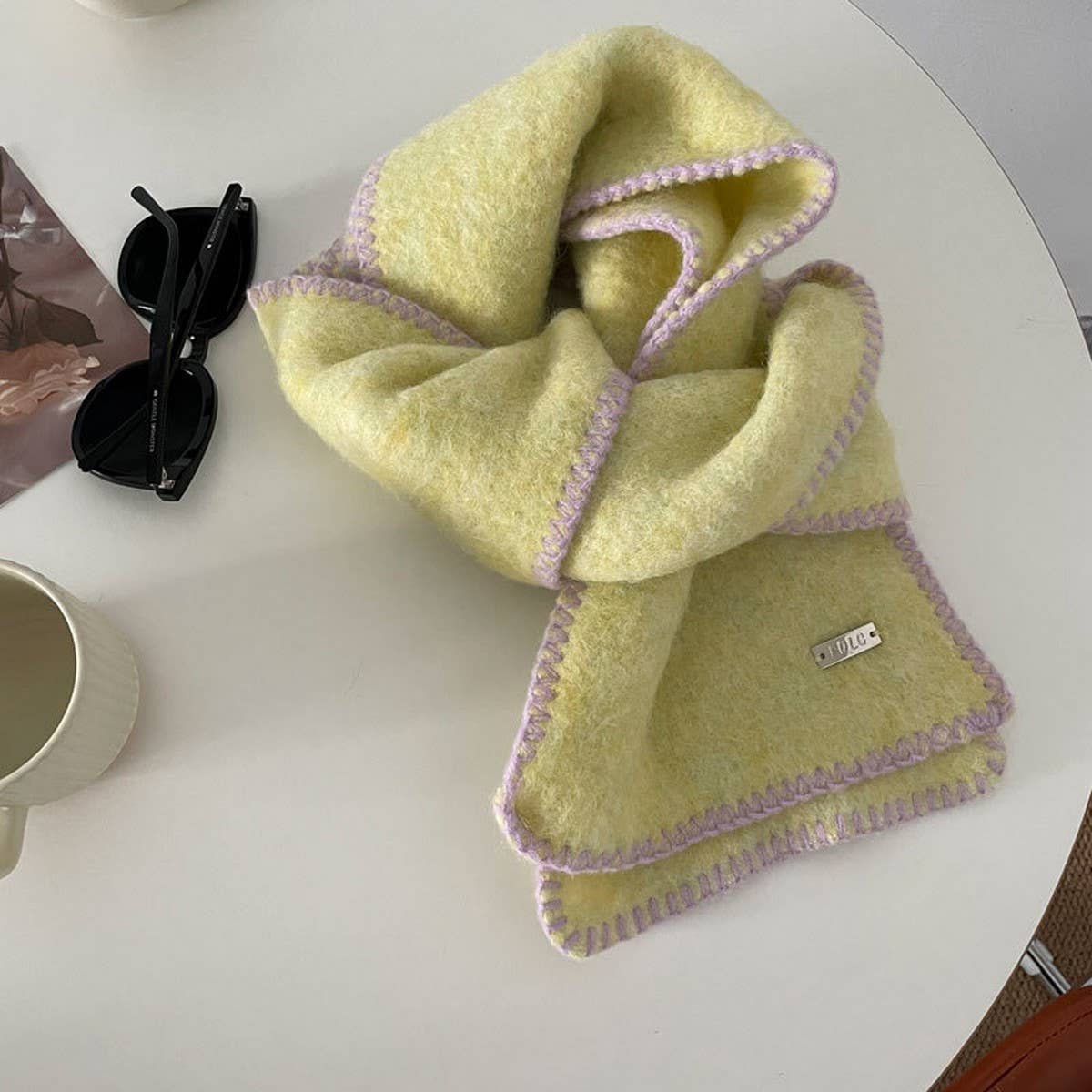 Green Chic Colorblock Trim Scarf – (OS)