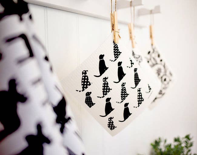 Swedish Dishcloth - Dogs - Black: Black