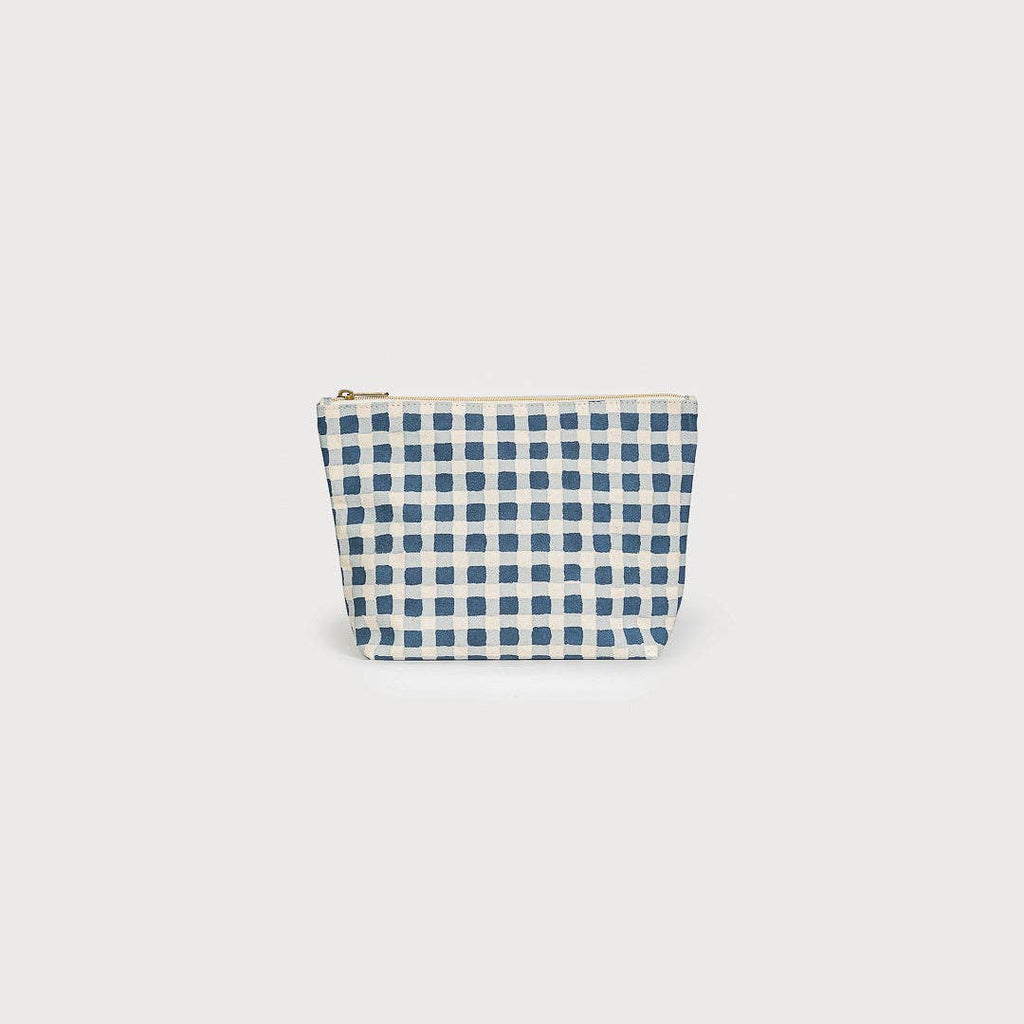 Indigo Gingham Large Waterproof Pouch