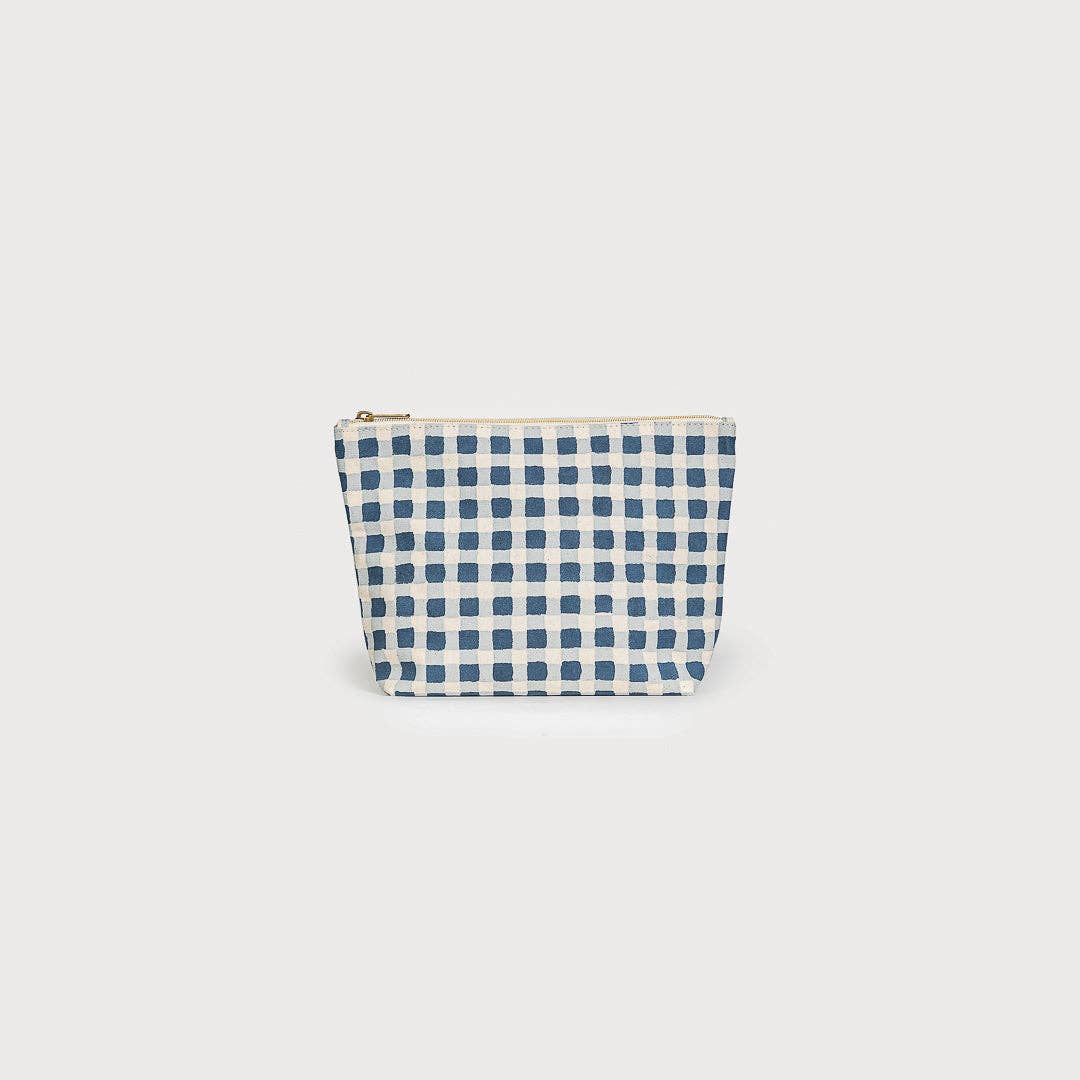 Indigo Gingham Large Waterproof Pouch